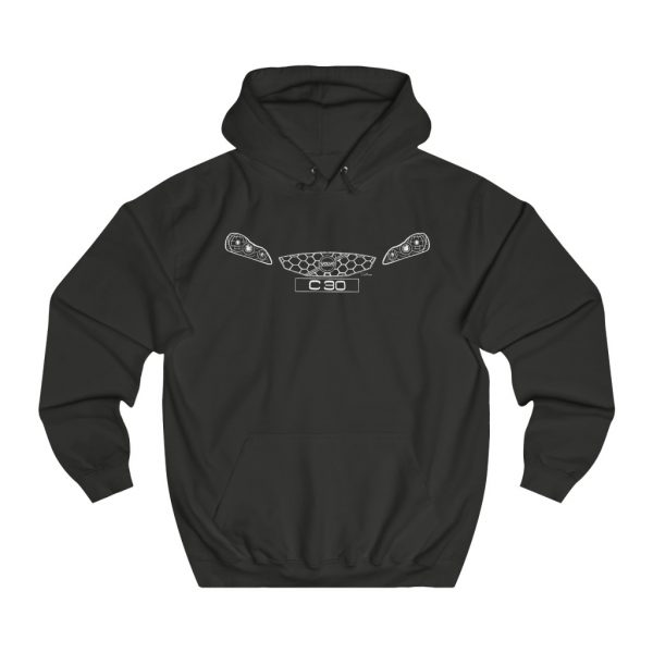 College Hoodie - Volvo C30 White - Image 3