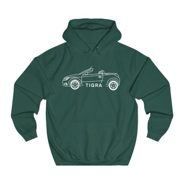 College Hoodie - Vauxhall Tigra B Side View Top Down White - Image 3