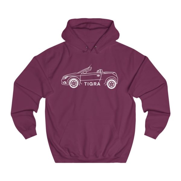 College Hoodie - Vauxhall Tigra B Side View Top Down White - Image 9