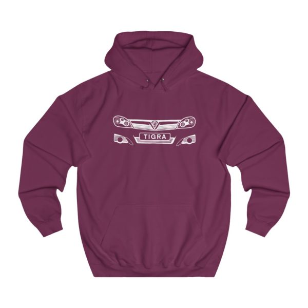 College Hoodie - Vauxhall Tigra B Front White - Image 9