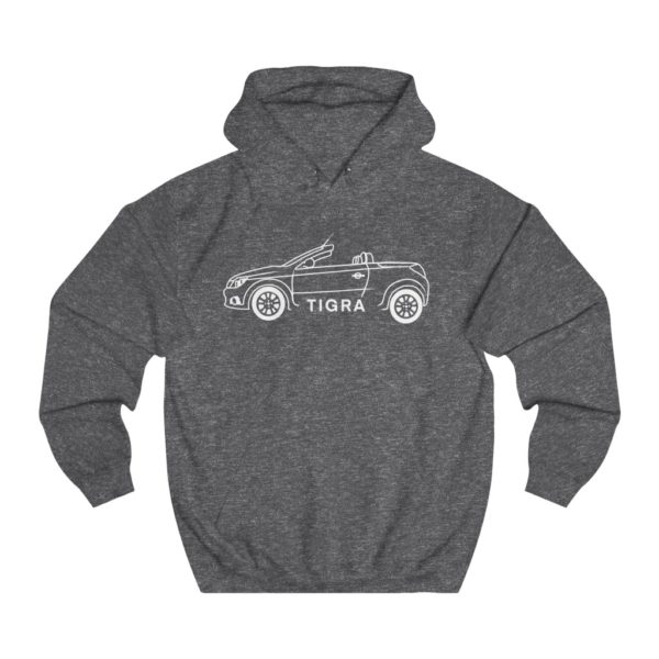 College Hoodie - Vauxhall Tigra B Side View Top Down White - Image 6