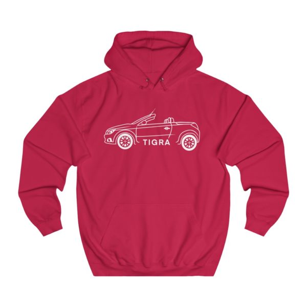 College Hoodie - Vauxhall Tigra B Side View Top Down White - Image 10