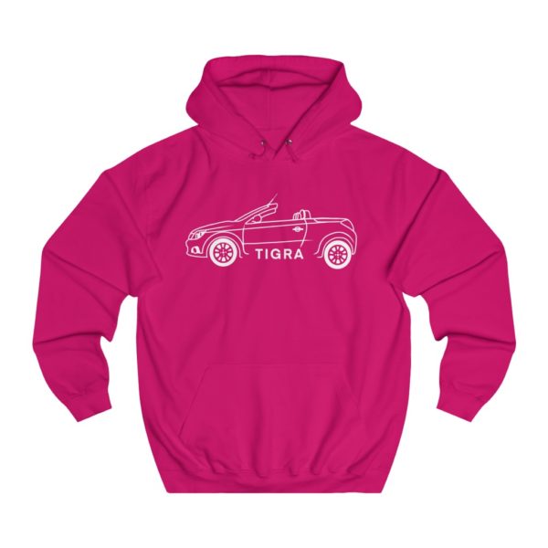 College Hoodie - Vauxhall Tigra B Side View Top Down White - Image 8
