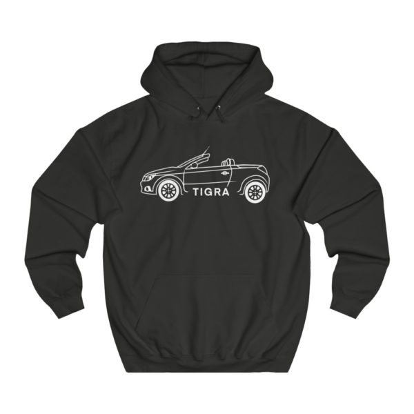 College Hoodie - Vauxhall Tigra B Side View Top Down White - Image 2