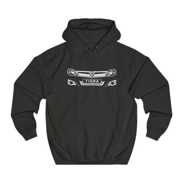 College Hoodie - Vauxhall Tigra B Front White - Image 3