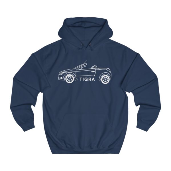 College Hoodie - Vauxhall Tigra B Side View Top Down White - Image 5