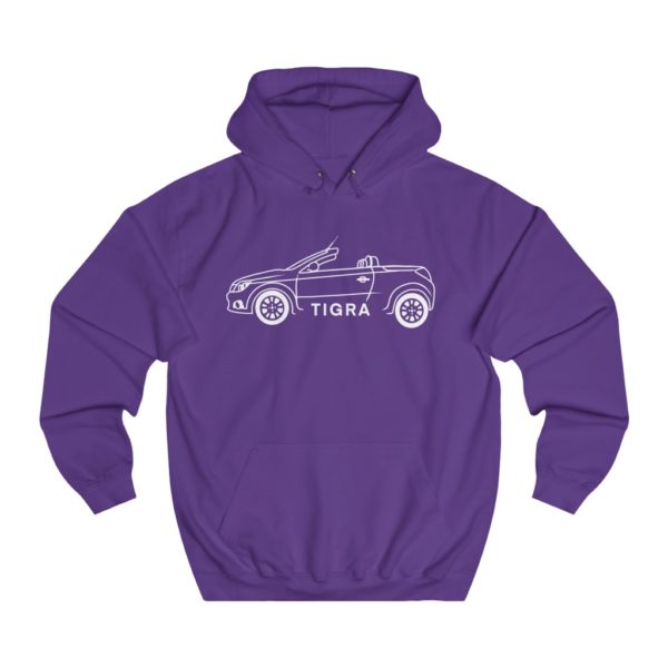 College Hoodie - Vauxhall Tigra B Side View Top Down White - Image 7