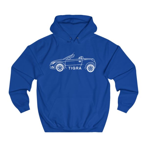 College Hoodie - Vauxhall Tigra B Side View Top Down White - Image 4