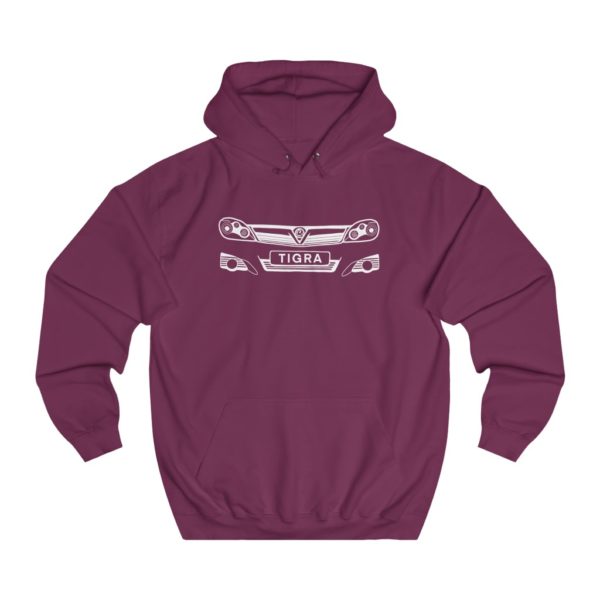 College Hoodie - Vauxhall Tigra B Front White - Image 9